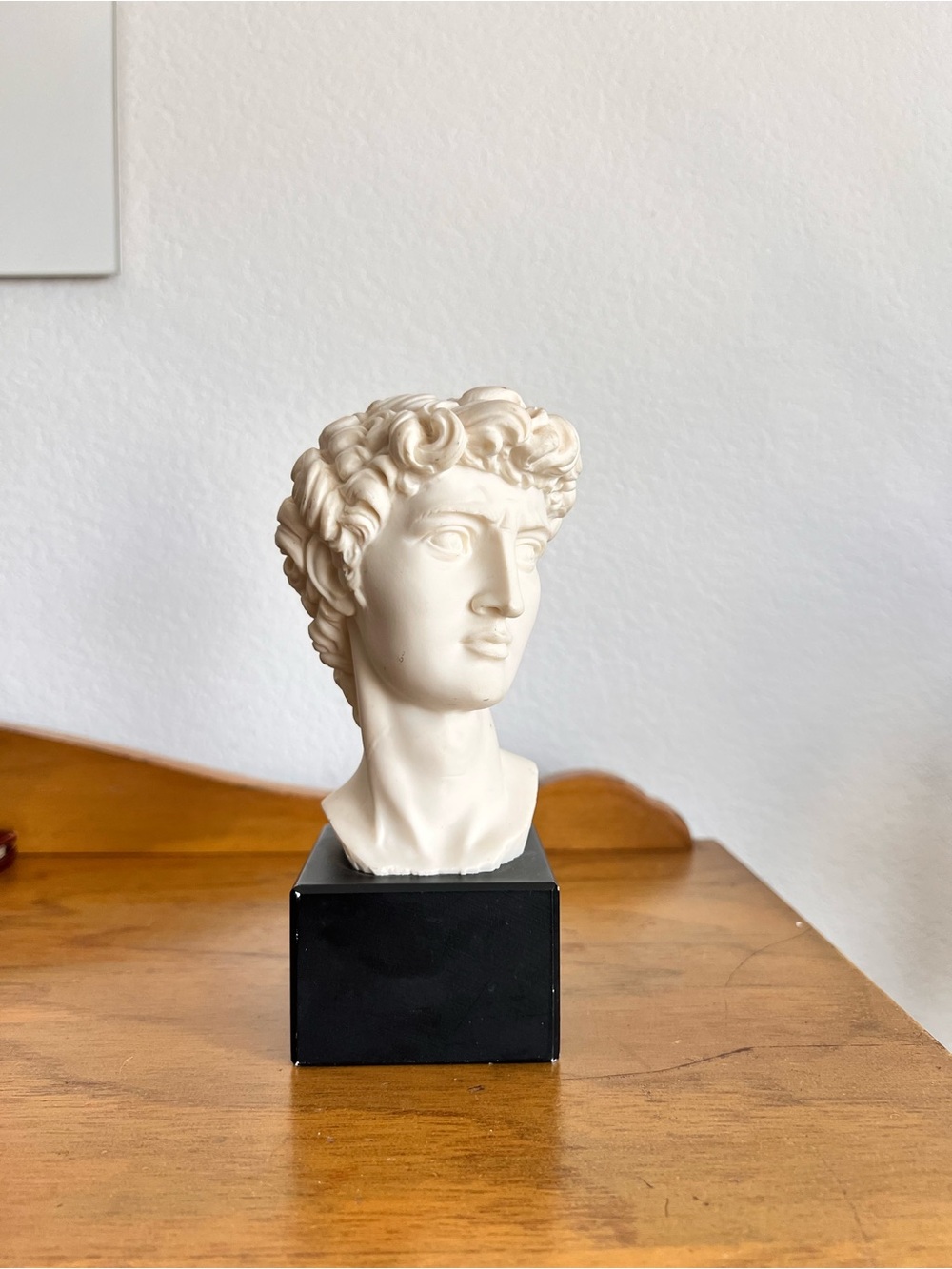 Vintage A. Giannetti 1965 Bust of David Sculpture Italy Resin on‎ Wood Base 7"